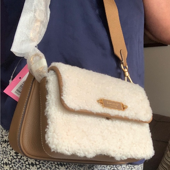 Authentic KATE SPADE DUO Leather top zip Crosby w/shearling/leather flap Crosby - Picture 14 of 16